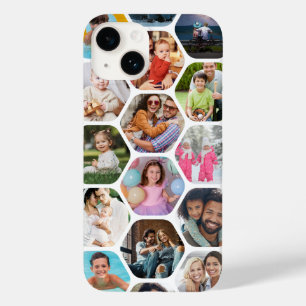 Multi Photo Collage Simple Modern Hexagon Pattern Case-Mate iPhone 14 Case