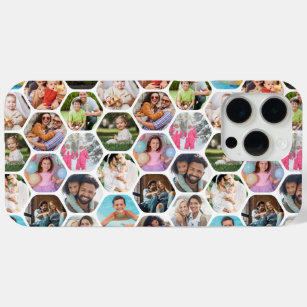 Multi Photo Collage Simple Modern Hexagon Pattern iPhone 15 Pro Max Case