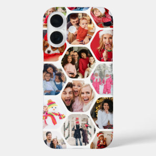 Multi Photo Collage Simple Modern Hexagon Pattern iPhone 16 Case