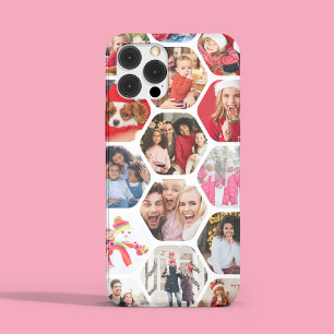 Multi Photo Collage Simple Modern Hexagon Pattern iPhone 15 Pro Max Case