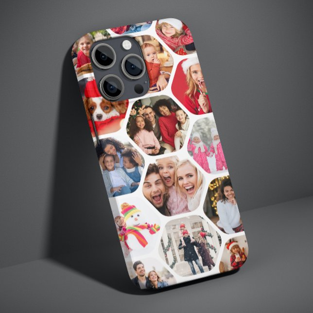 Multi Photo Collage Simple Modern Hexagon Pattern Case-Mate iPhone Case (Creator Uploaded)