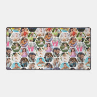 Multi Photo Collage Simple Modern Hexagon Pattern