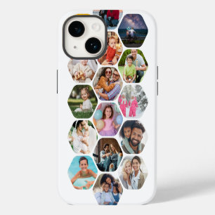 Multi Photo Collage Simple Modern Hexagon Pattern iPhone 14 Case