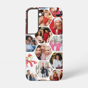 Multi Photo Collage Simple Modern Hexagon Pattern Samsung Galaxy Case