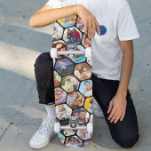 Multi Photo Collage Simple Modern Hexagon Pattern Skateboard