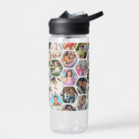 Multi Photo Collage Simple Modern Hexagon Pattern