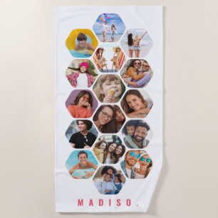 Multi Photo Collage Simple Modern Personalised Beach Towel