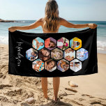 Multi Photo Collage Simple Modern Personalised Beach Towel<br><div class="desc">Multi Photo Collage Simple Modern Personalised Name Hexagon Pattern Custom Beach Towel features a photo collage of your favourite photos in a hexagon shape. Personalised with your name at the base. Perfect for birthday, Christmas, Mother's Day, Father's Day, Grandparents, brother, sister, best friend and more. PHOTO TIP: centre your photos...</div>