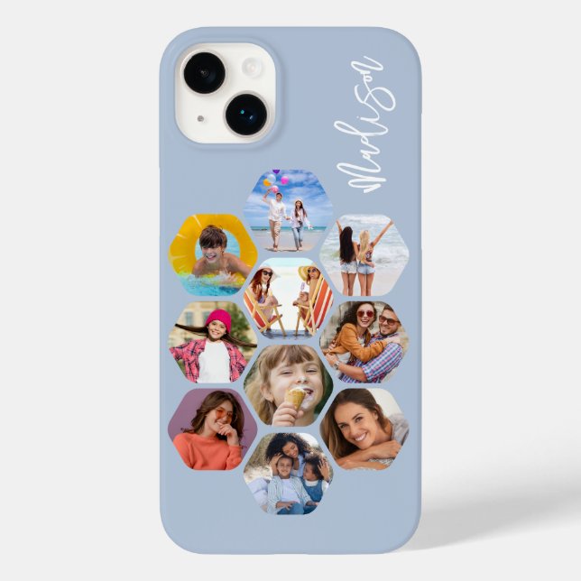 Multi Photo Collage Simple Modern Personalised Case-Mate iPhone Case (Back)