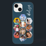 Multi Photo Collage Simple Modern Personalised Case-Mate iPhone 14 Case<br><div class="desc">Multi Photo Collage Simple Modern Personalised Name Hexagon Pattern Smartphone iPhone Case features a photo collage of your favourite photos in a hexagon shape. Personalised with your name. Perfect for birthday, Christmas, Mother's Day, Father's Day, Grandparents, brother, sister, best friend and more. PHOTO TIP: centre your photos before uploading to...</div>