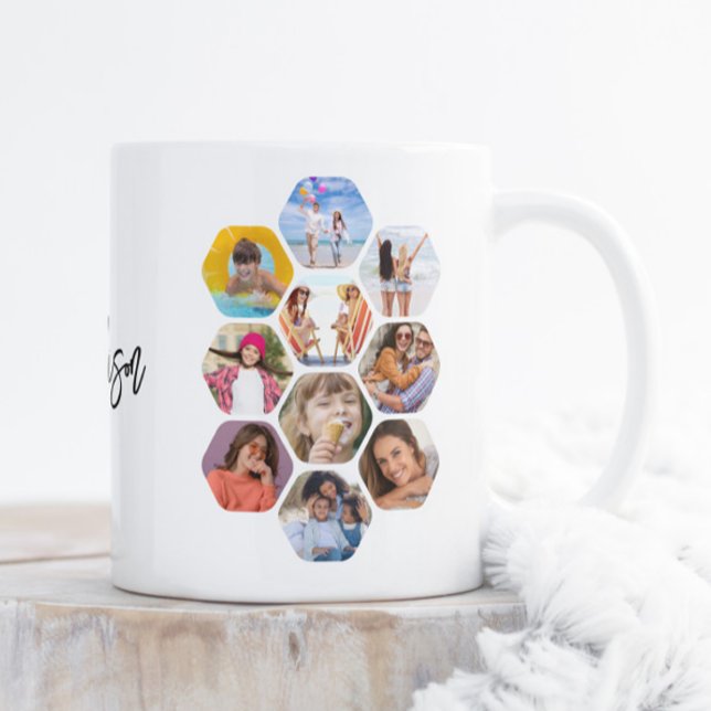 Multi Photo Collage Simple Modern Personalised Large Coffee Mug (Creator Uploaded)
