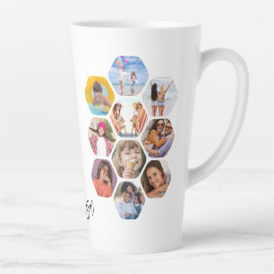 Multi Photo Collage Simple Modern Personalised Latte Mug