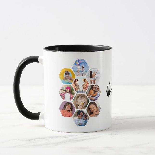 Multi Photo Collage Simple Modern Personalised Mug (Left)