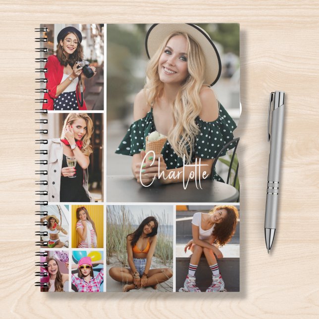 Multi Photo Collage Simple Modern Personalised Notebook (Creator Uploaded)