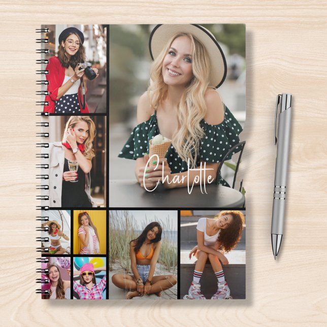 Multi Photo Collage Simple Modern Personalised Notebook (Creator Uploaded)