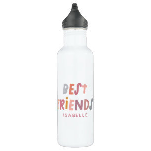Multi photo colorful fun typography best friends 710 ml water bottle