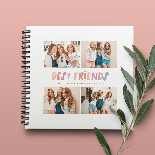 Multi photo colourful fun typography best friends notebook (Creator Uploaded)