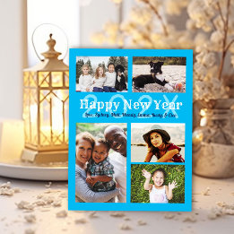 Multi-photo Family Happy New Year Greeting Holiday Postcard