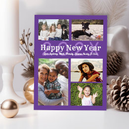 Multi-photo Family Happy New Year Greeting Holiday Postcard