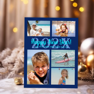 Multi-photo Family Happy New Year Holiday Postcard