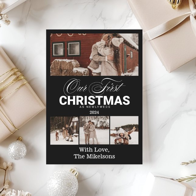 Multi Photo First Christmas as Newlyweds Holiday Card (Creator Uploaded)
