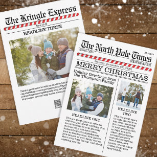 Multi Photo Funny Merry Christmas North Pole News Holiday Card