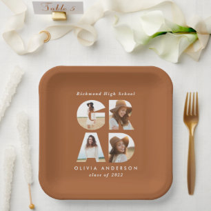 Multi photo grad modern elegant party decor paper plate
