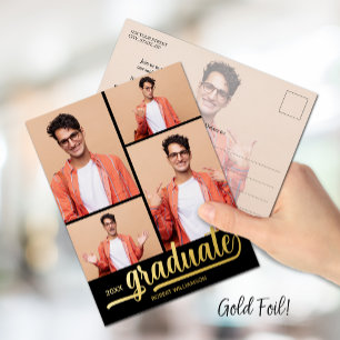 Multi Photo Graduation Party Foil Invitation Postcard