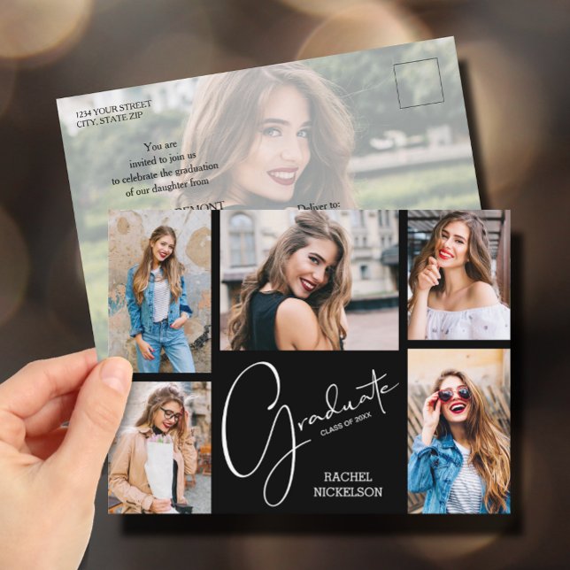 Multi Photo Graduation Party Invitation Postcard (Creator Uploaded)