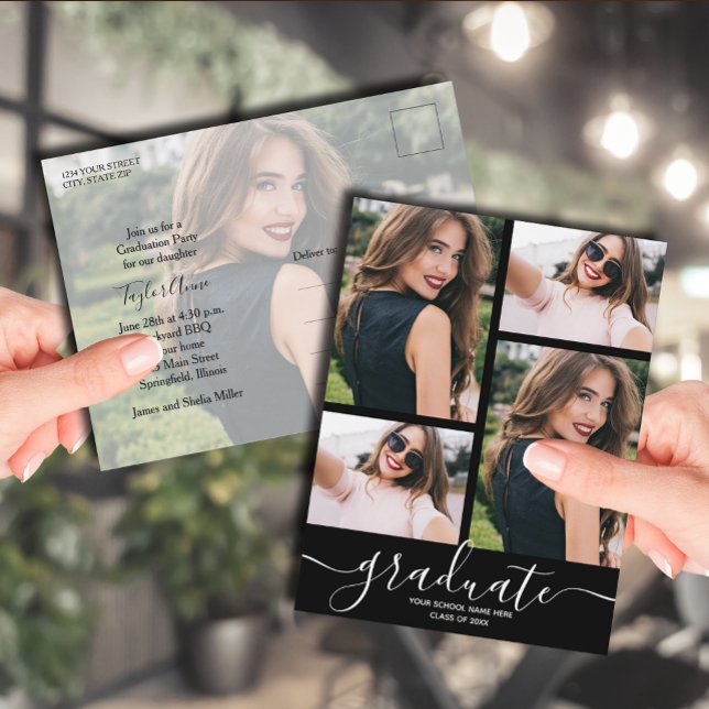 Multi Photo Graduation Party Invitation Postcard (Creator Uploaded)