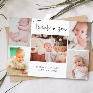 Multi Photo Hand-Lettering Baby Shower Thank You Postcard