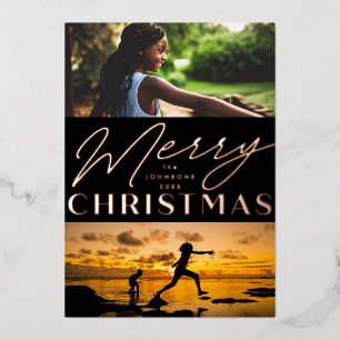 Multi Photo Merry Christmas  Foil Holiday Card