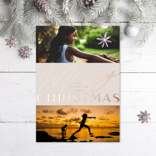 Multi Photo Merry Christmas Foil Holiday Card