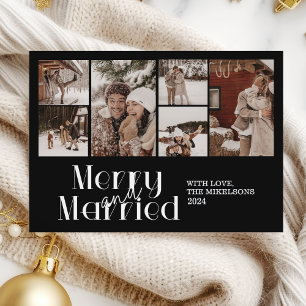 Multi Photo Minimalist Merry and Married Holiday Card
