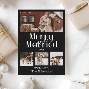 Multi Photo Minimalist Merry and Married Holiday Card