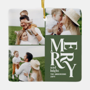 multi photo modern colourful green typography ceramic ornament