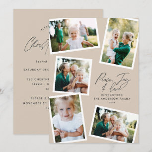 Multi photo modern elegant script natural party holiday card