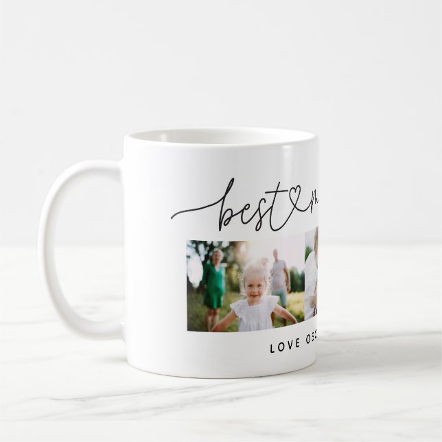 Multi photo modern script typography best mum  coffee mug (Left)