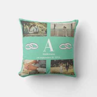 Multi Photo monogram wedding family gift Cushion