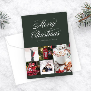 Multi photo Pretty Cursive Holiday Card