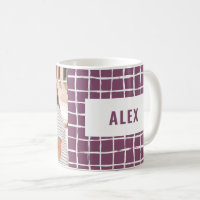 Multi photo purple check modern minimal