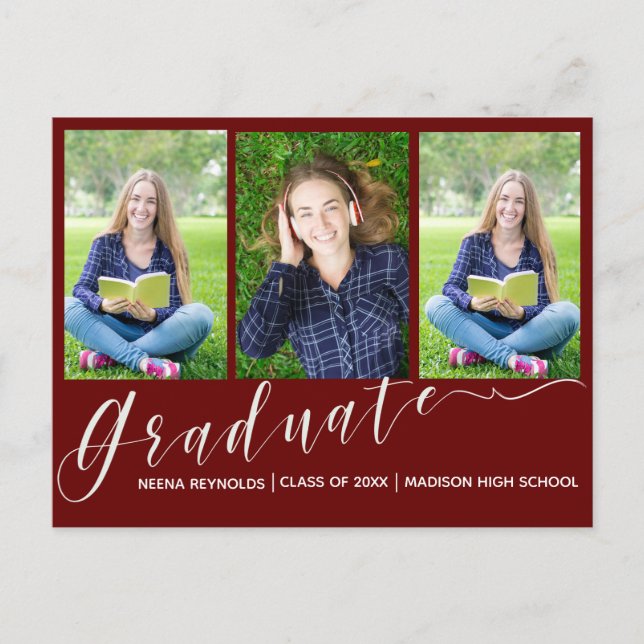Multi Photo Red 2024 Graduation Announcement (Front)