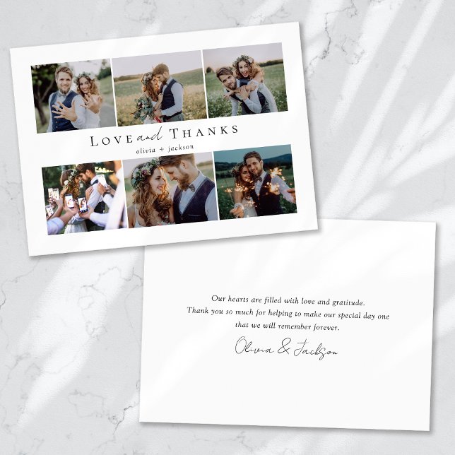 Multi Photo Script Love and Thanks Wedding Photo Thank You Card (Creator Uploaded)