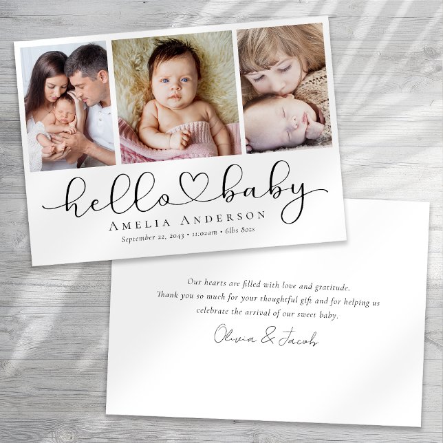 Multi Photo Script with Heart Hello Baby Photo Announcement (Creator Uploaded)