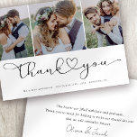 Multi Photo Script with Heart Wedding Photo Thank You Card<br><div class="desc">Thank friends and family for celebrating with you on your wedding day with this modern photo design.</div>