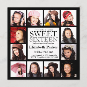 Multi Photo Sweet Sixteen Party Invitation