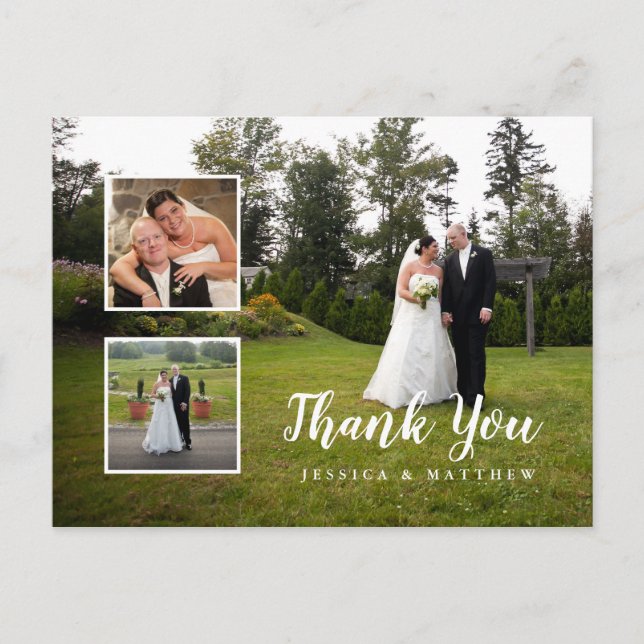 Multi Photo Wedding Collage Thank YOu Postcard (Front)