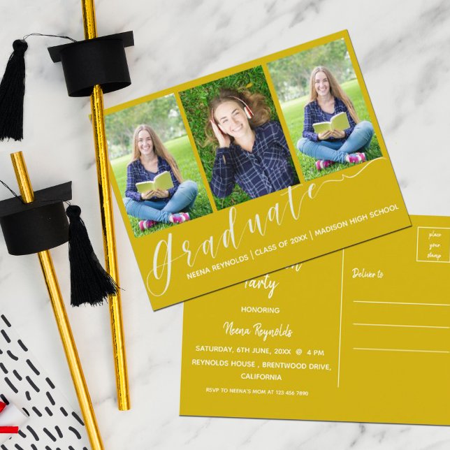 Multi Photo Yellow 2024 Graduation Announcement (Creator Uploaded)