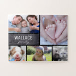 Multi Picture Collage photos with family name Jigsaw Puzzle<br><div class="desc">Customize this puzzle with their family photos as a fun gift. Change all the photos and family name. Black dividing lines.

*Please don't hesitate to contact me if you need any assistance with my designs.Visit LDDESIGNLOFT.COM for more ideas and be part of our journey.</div>