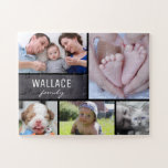 Multi Picture Collage photos with family name Jigsaw Puzzle<br><div class="desc">Customize this puzzle with their family photos as a fun gift. Change all the photos and family name. Black dividing lines.

*Please don't hesitate to contact me if you need any assistance with my designs.Visit LDDESIGNLOFT.COM for more ideas and be part of our journey.</div>